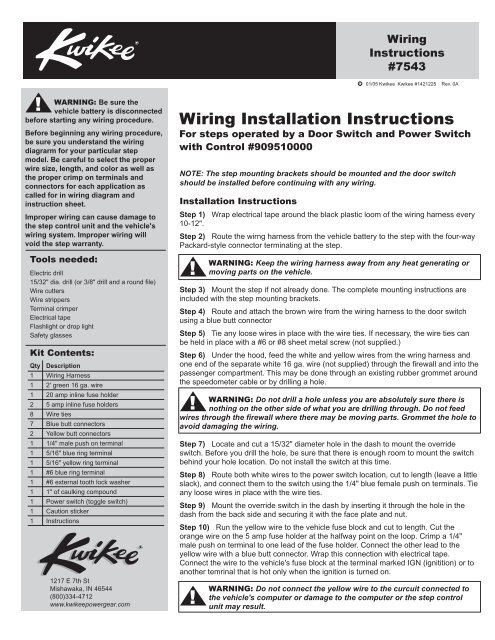 Wiring Installation Instructions