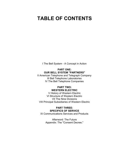 Western Electric and the Bell System - A SURVEY OF SERVICE