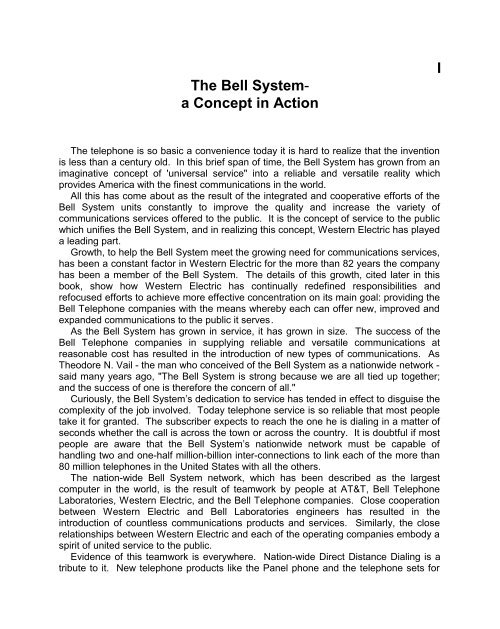 Western Electric and the Bell System - A SURVEY OF SERVICE