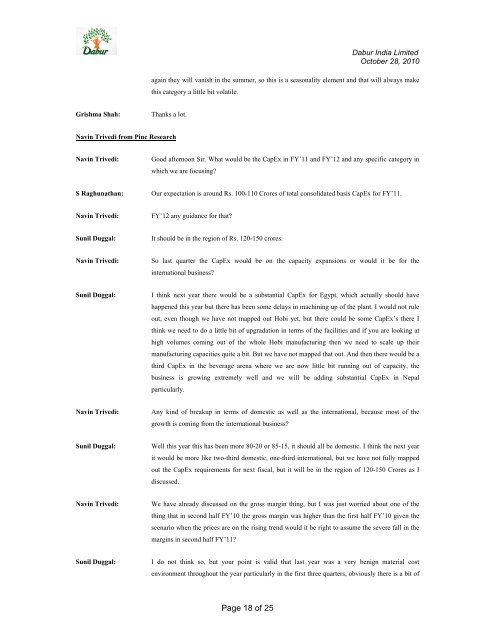 Second Quarter - Dabur India Limited