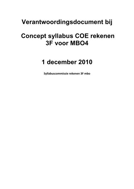 Verantwoording syllabus rekenen 3F 12-2010 - Steunpunt taal en ...