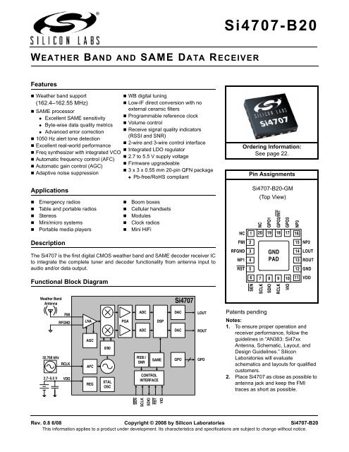 Si4707-B20 - Silicon Labs