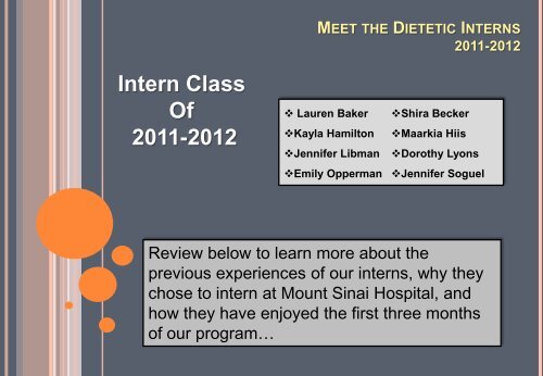 The Class of 2011 / 2012 - Mount Sinai Hospital