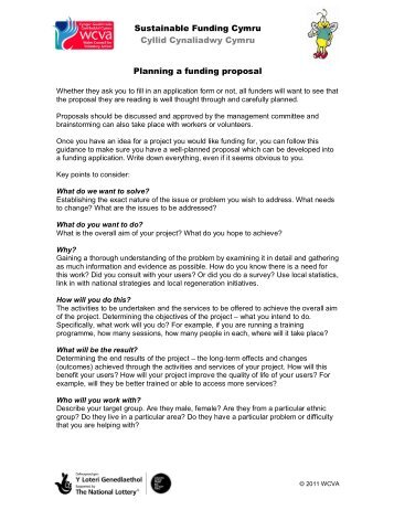 Planning a funding proposal - WCVA