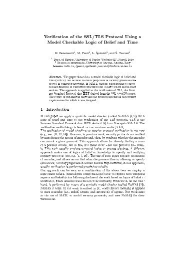 Verification of the SSL/TLS Protocol Using a Model Checkable Logic ...