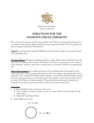 DIRECTIONS FOR THE DIAMOND CIRCLE CEREMONY - Tri Delta