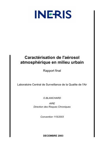 Caractérisation de l'aérosol atmosphérique en milieu urbain - LCSQA