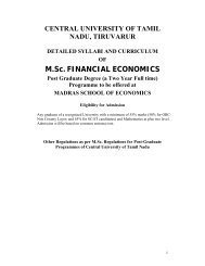 M.Sc. FINANCIAL ECONOMICS - Madras School of Economics