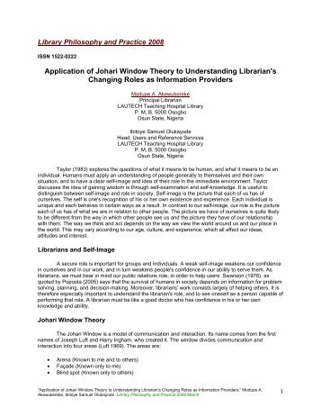 Library Philosophy and Practice 2008 Application of Johari Window ...