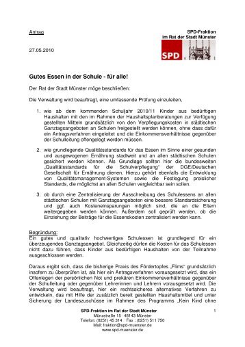 Antrag Schulessen für Alle - SPD Münster