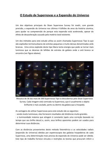 O Estudo de Supernovas e a ExpansÃ£o do Universo