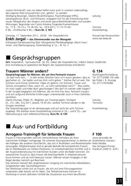 Programm 1-2011 - Hospitalhof Stuttgart