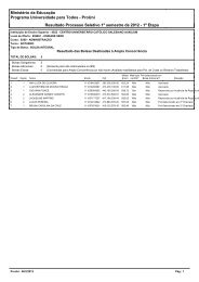 ProUni Resultado Processo Seletivo 1Âº semestre de 2012 - 1Âª Etapa