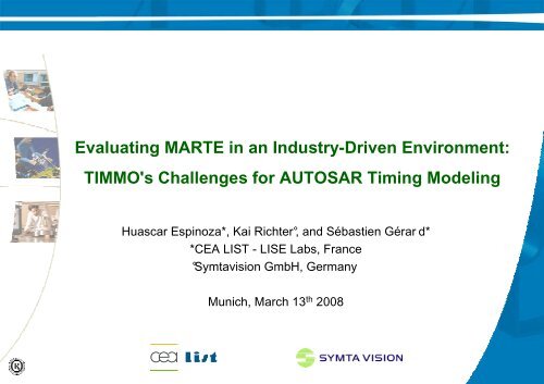 TIMMO's Challenges for AUTOSAR Timing Modeling - LIFL