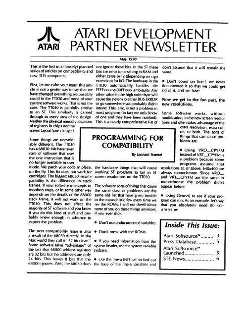 May 1990 - Atari Documentation Archive