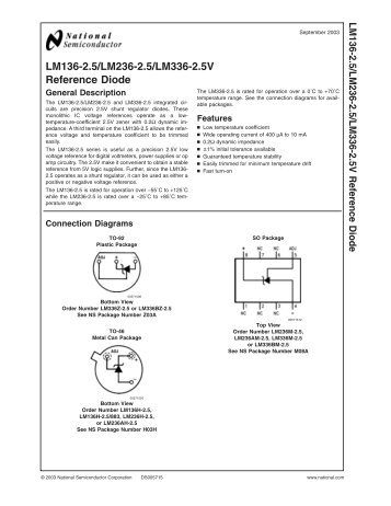 LM136-2.5/LM236-2.5/LM336-2.5V Reference Diode