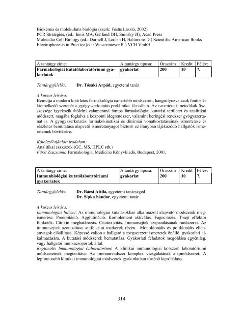 2005 BSc - Orvosi laboratÃ³riumi Ã©s kÃ©palkotÃ³ diagnosztikai ...