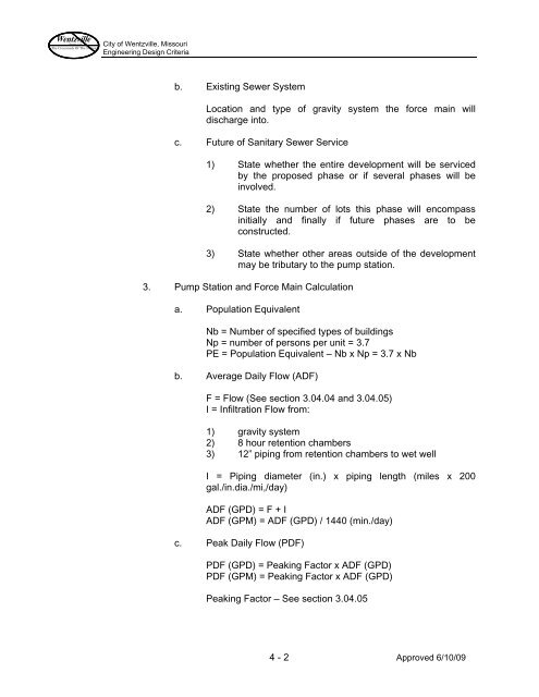 Design Requirements for Sewage Pumping Stations - The City of ...