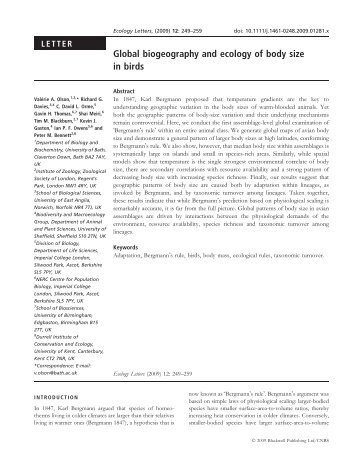 Global biogeography and ecology of body size in birds