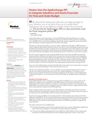 Case Study: Stratus Uses AppExchange API to Integrate Salesforce ...