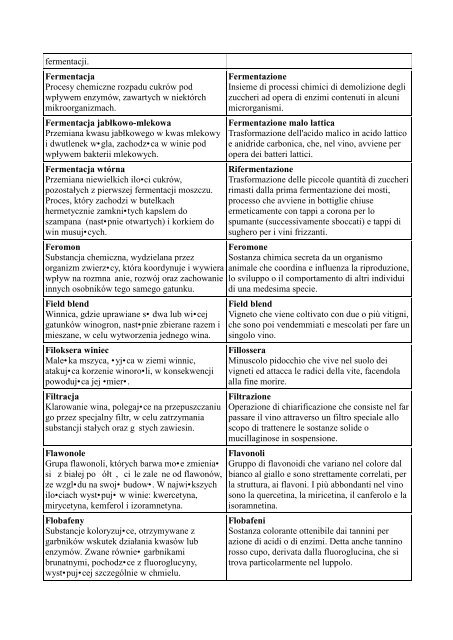 GLOSARIUSZ ENOLOGICZNY pol-ita - UniversitÃ  degli studi di ...