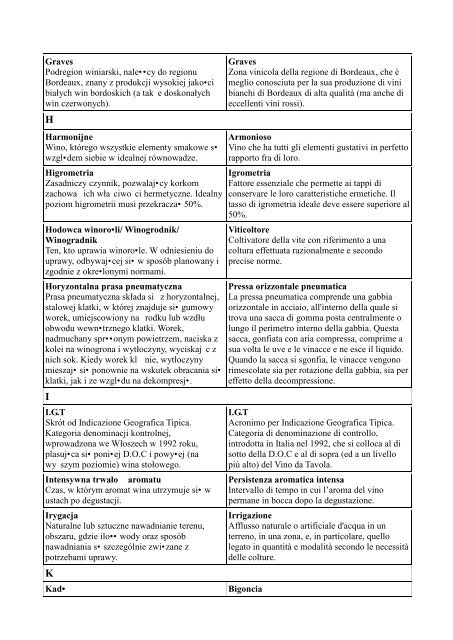 GLOSARIUSZ ENOLOGICZNY pol-ita - UniversitÃ  degli studi di ...