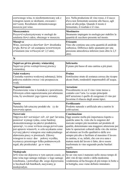 GLOSARIUSZ ENOLOGICZNY pol-ita - UniversitÃ  degli studi di ...