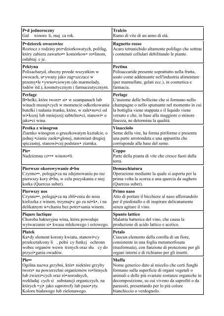 GLOSARIUSZ ENOLOGICZNY pol-ita - UniversitÃ  degli studi di ...