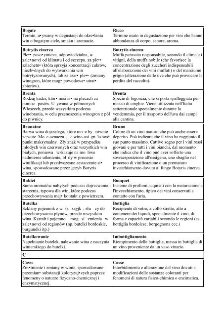 GLOSARIUSZ ENOLOGICZNY pol-ita - UniversitÃ  degli studi di ...