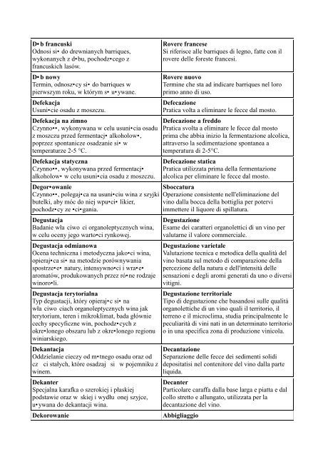 GLOSARIUSZ ENOLOGICZNY pol-ita - UniversitÃ  degli studi di ...