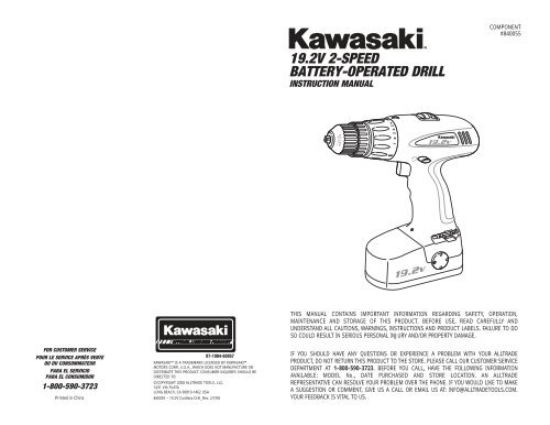 Kawasaki 19.2V Cordless Drill - Alltrade Tools