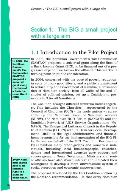 BIG Pilot Project - Assessment Report - BIG Coalition Namibia
