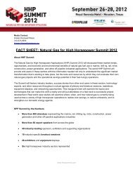 FACT SHEET: Natural Gas for High Horsepower Summit 2012 - HHP