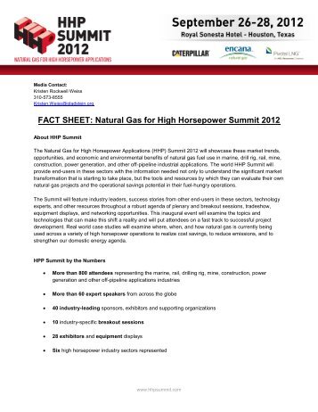 FACT SHEET: Natural Gas for High Horsepower Summit 2012 - HHP