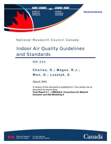 Indoor Air Quality Guidelines and Standards - National Research ...