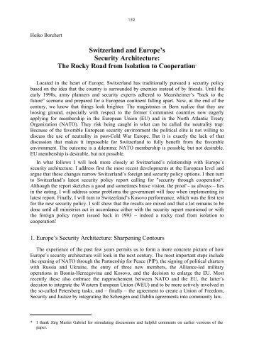 Switzerland and Europe's Security Architecture: The Rocky Road ...