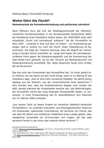 Wohin führt Die Flucht? - Universität Flensburg