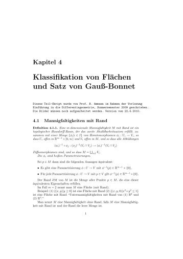 Klassifikation von FlÃ¤chen und Satz von GauÃ-Bonnet - Mathematik