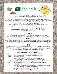 Auction Invitation Letter - Hudsonville Christian Schools