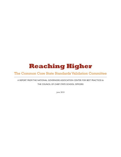 Reaching Higher - Common Core State Standards