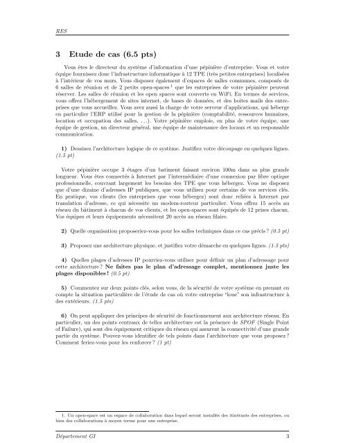 Devoir surveillÃ© - Module RES 1 Questions gÃ©nÃ©rales (7 pts)