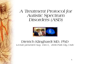 A Treatment Protocol for Autistic Spectrum Disorders (ASD)