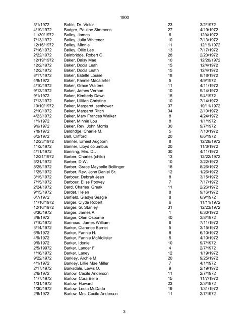 1970 Date of Death Name (Last name first, upper & lower case ...