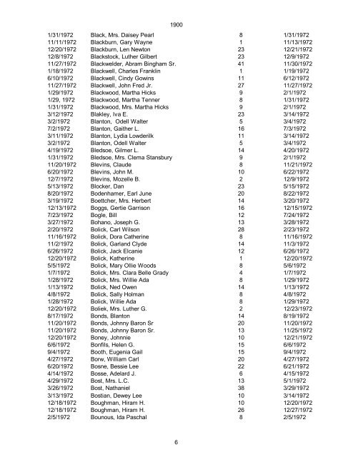 1970 Date of Death Name (Last name first, upper & lower case ...