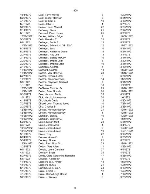 1970 Date of Death Name (Last name first, upper & lower case ...