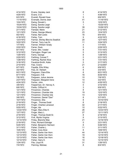 1970 Date of Death Name (Last name first, upper & lower case ...