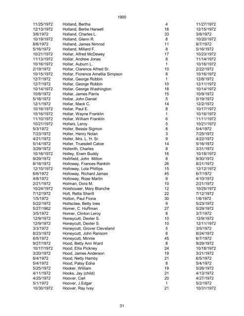 1970 Date of Death Name (Last name first, upper & lower case ...