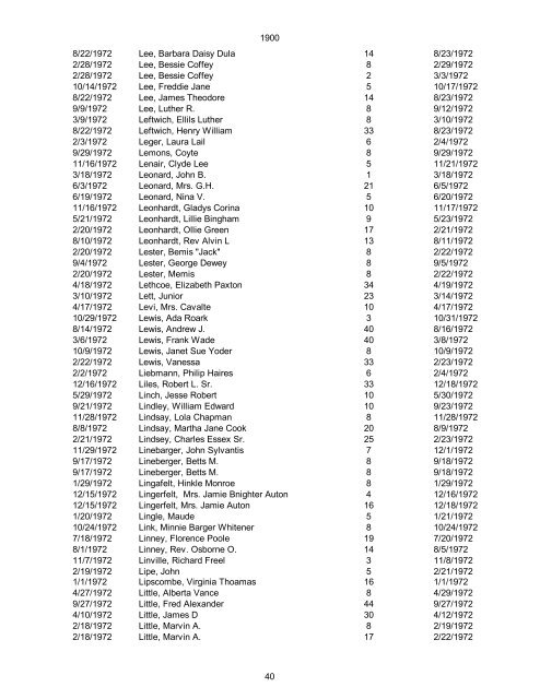 1970 Date of Death Name (Last name first, upper & lower case ...