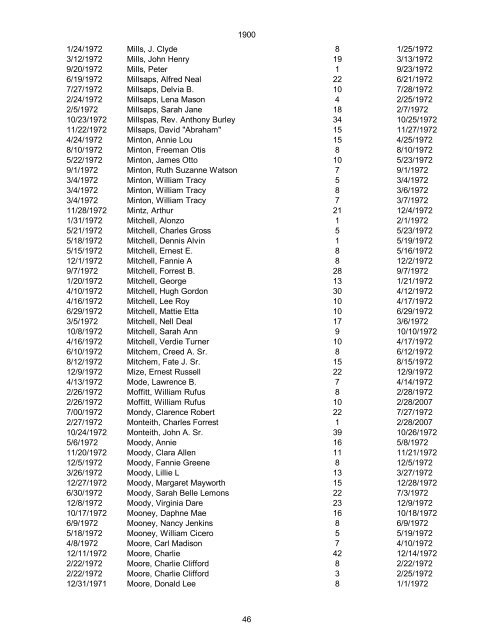 1970 Date of Death Name (Last name first, upper & lower case ...