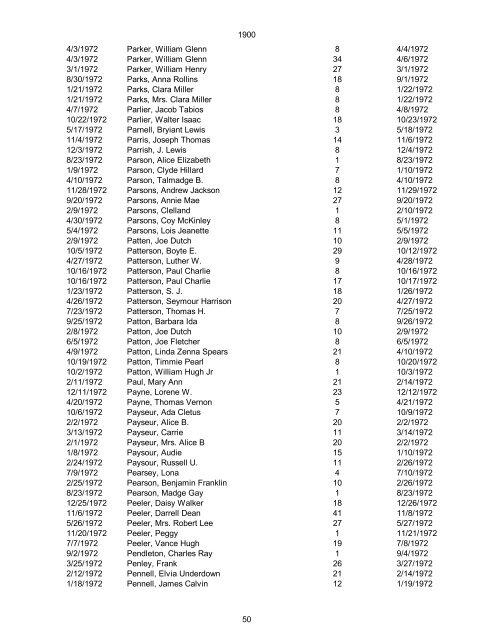 1970 Date of Death Name (Last name first, upper & lower case ...